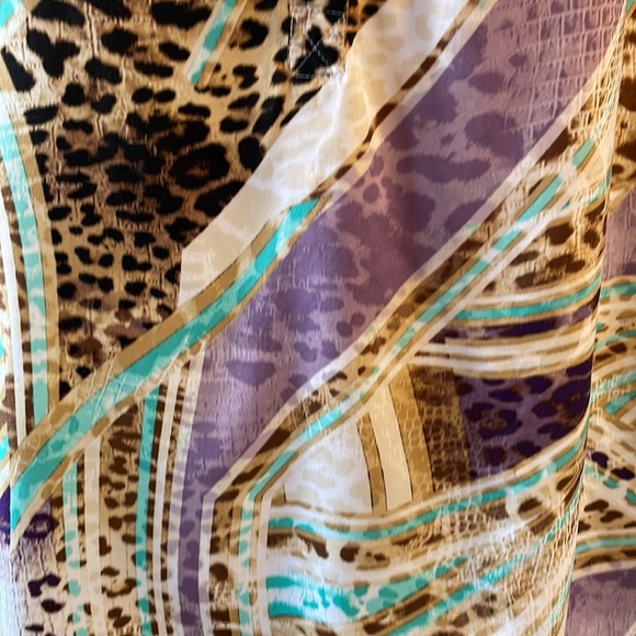 JENNIFER LOPEZ colorful Animal print blouse bat stationery pleat sleeve XL drape - Picture 11 of 17